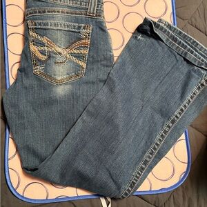 Women’s Straight Leg Jeans with Embroidered Back Pocket — Dark Blue